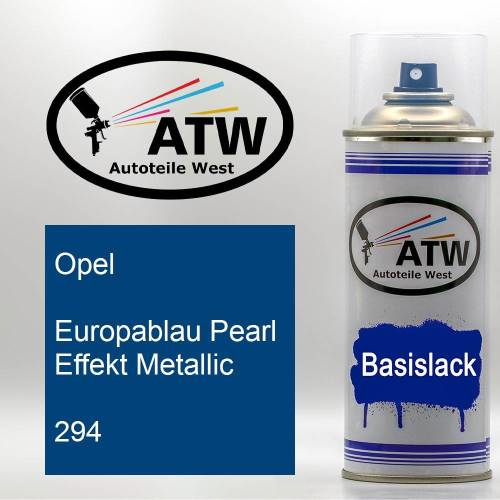 Opel, Europablau Pearl Effekt Metallic, 294: 400ml Sprühdose, von ATW Autoteile West.